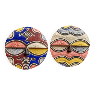 2 masques Africains Batéké, masques Téké