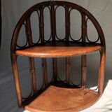 Corner shelf in dark rattan, 60s/70s