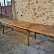 19th Century French Farmhouse Table in Chestnut Wood, Extendable to 365cm, Rustic Dining or Work Table