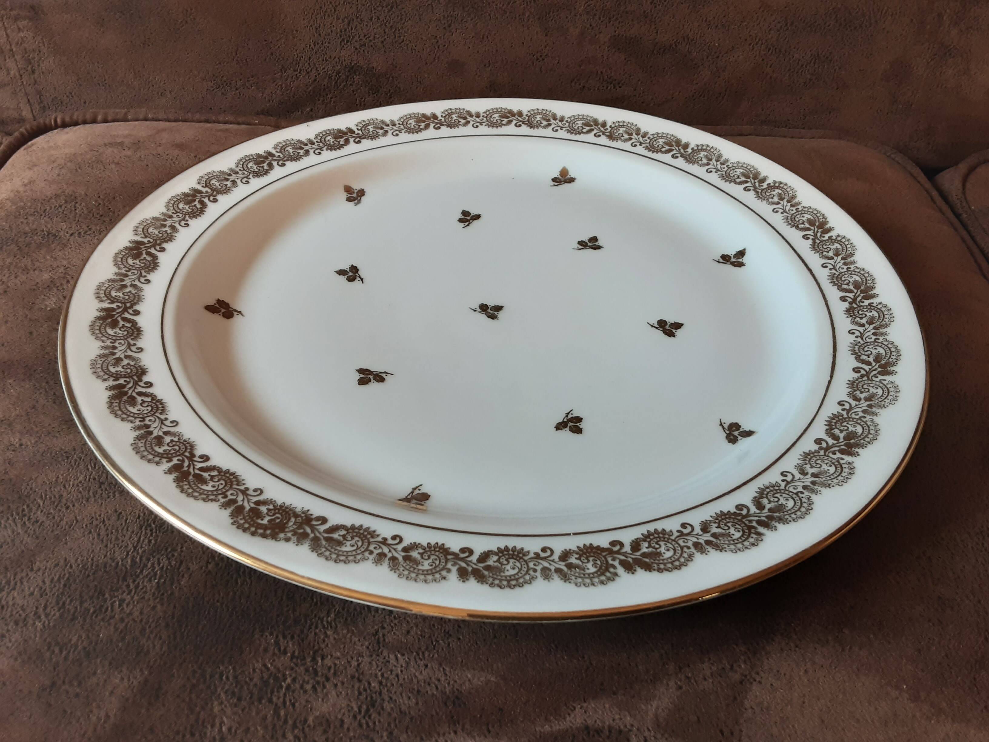 Large round Limoges porcelain dish