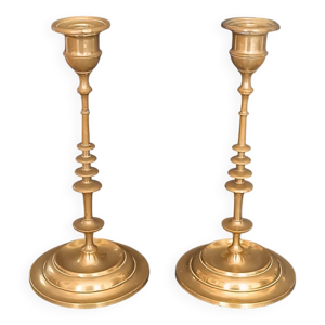 paire de bougeoirs en - laiton