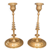 Paire de bougeoirs en laiton