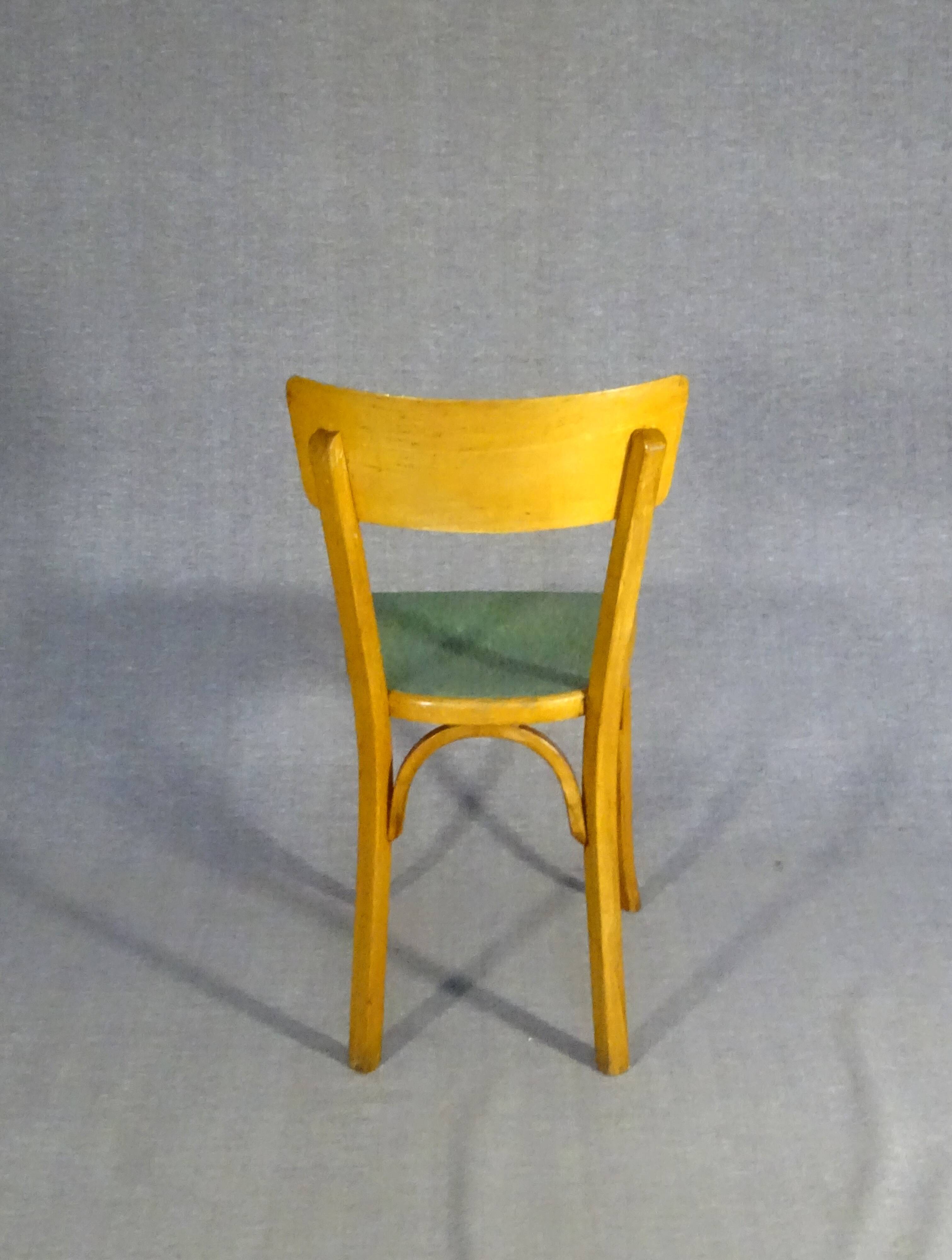 Set de 4 chaises Baumann 1955, cuisine - bistrot, assises linoléum