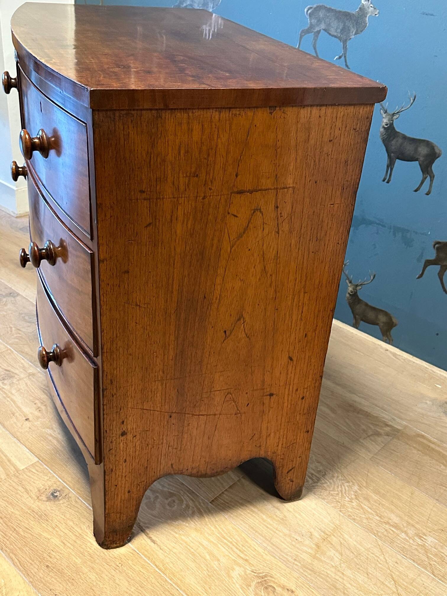Antique Bow front chest of drawers