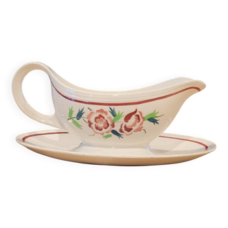 Antique sauce boat in porcelain by Boch Frères La Louvière