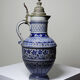 Large salt-glazed stoneware beer jug with tin, Germany, Westerwald type.