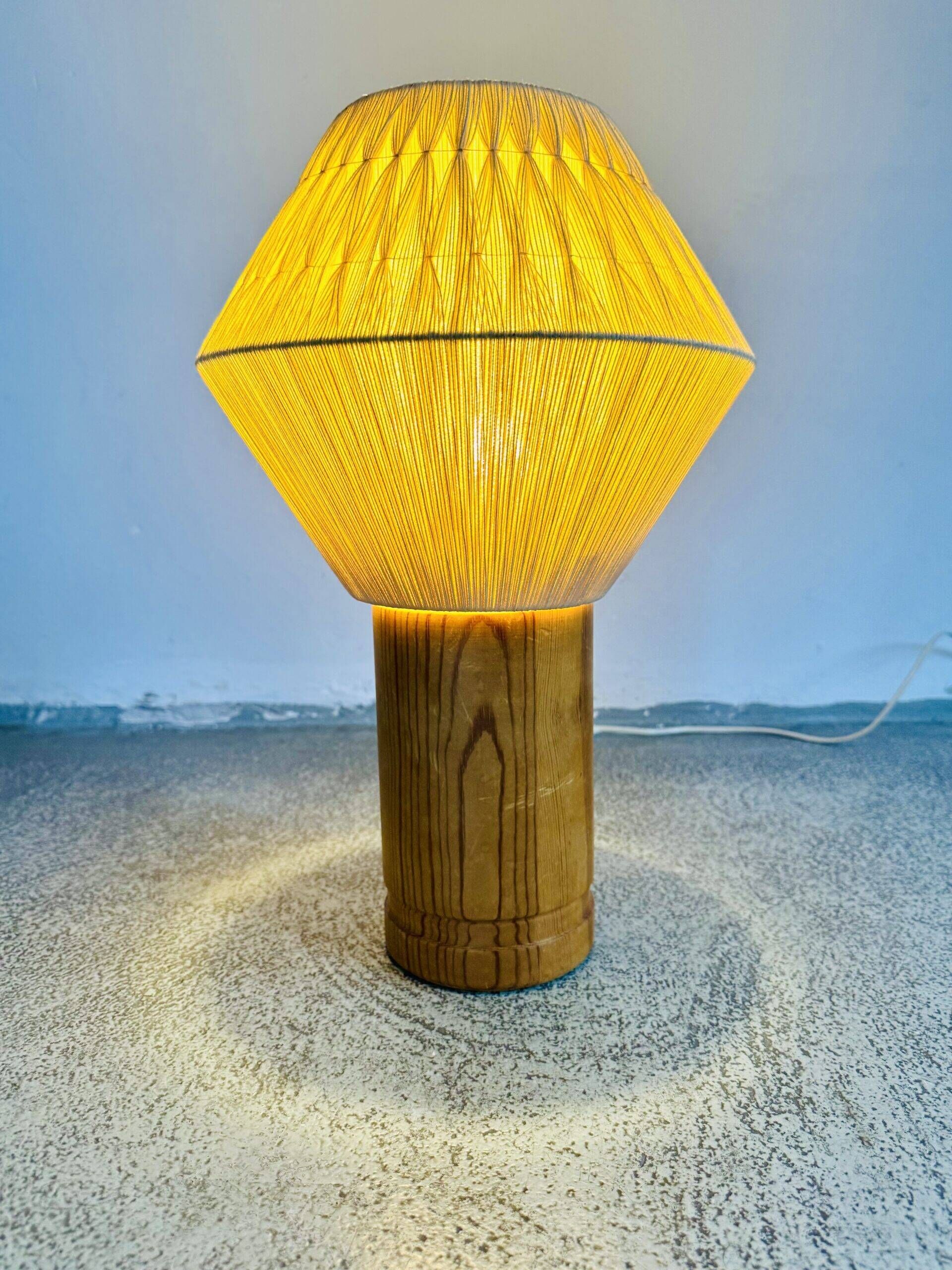 B-243 Wood & Sisal Table Lamp By Hans-Agne Jakobsson For Ab Ellysett, Sweden 1960S