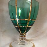 Ensemble de 6 verres à pied vert et or