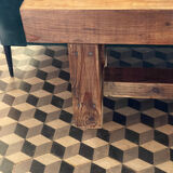 Old raw wooden bench