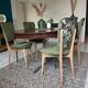 Chairs year 50/60, restored in green velvet and jungle parrot