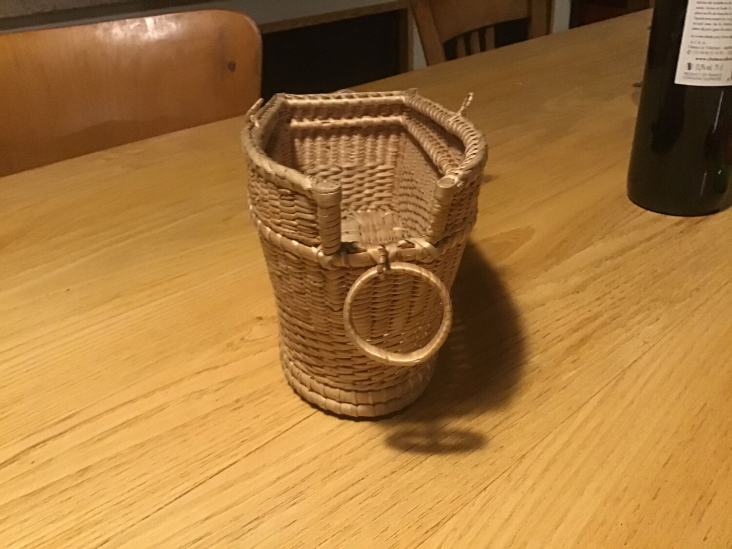Old wicker bottle holder