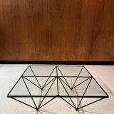 Alanda-style glass and steel coffee table from 1990.
