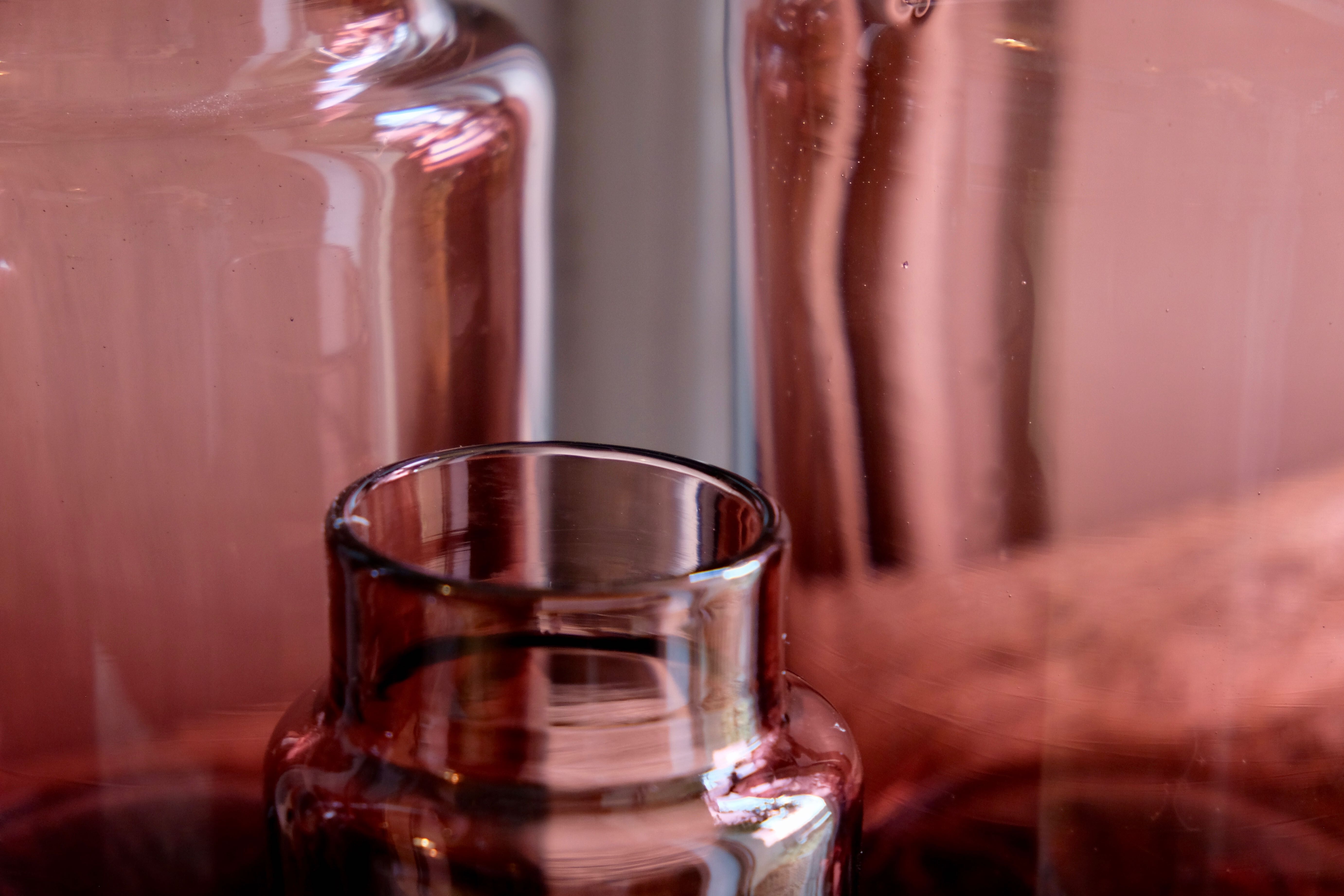 Set 5 vases in blown glass art glass ALLEX, Drôme