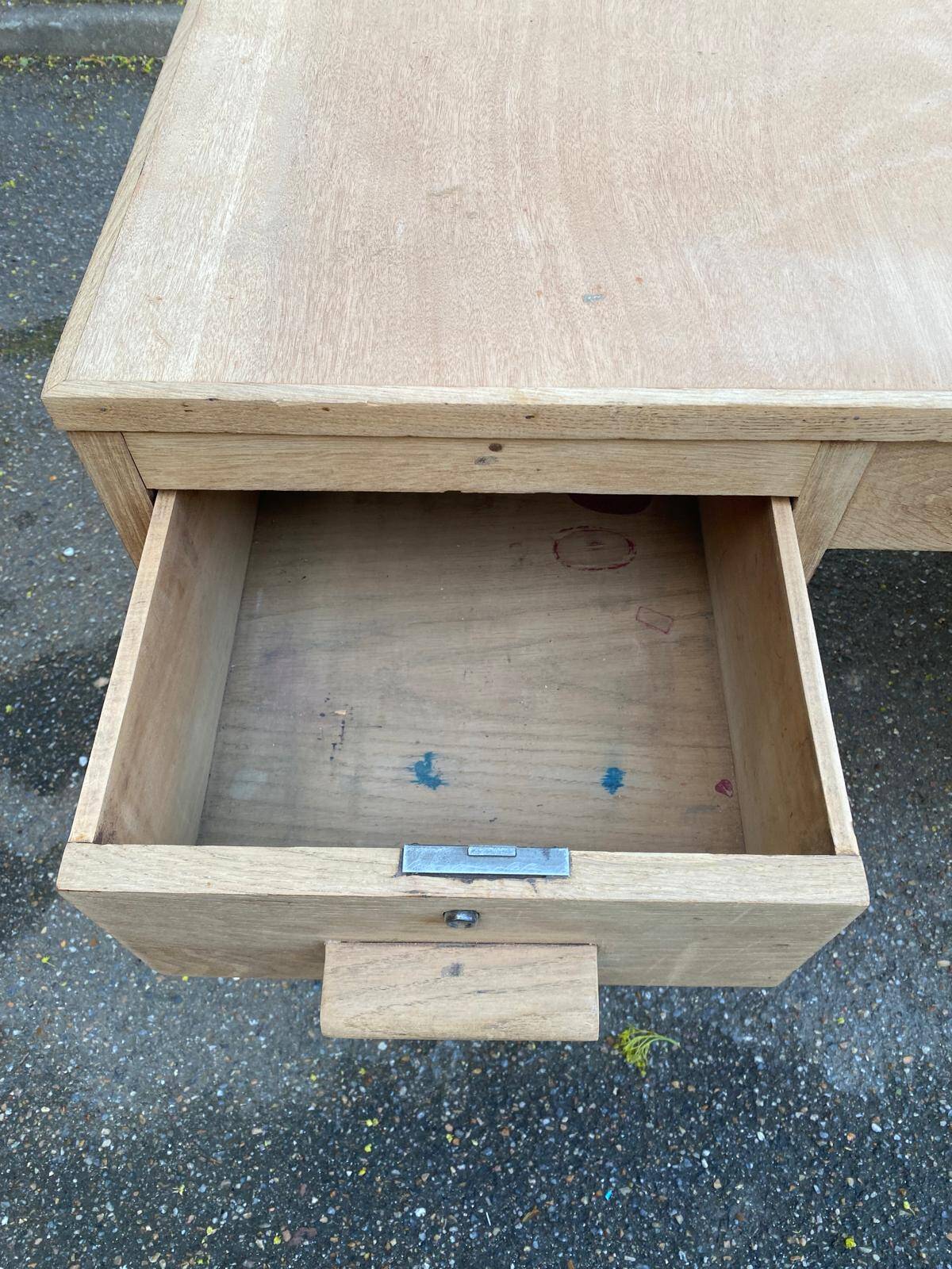 Bureau administratif extensible rénové en chêne du XIXème 130cm