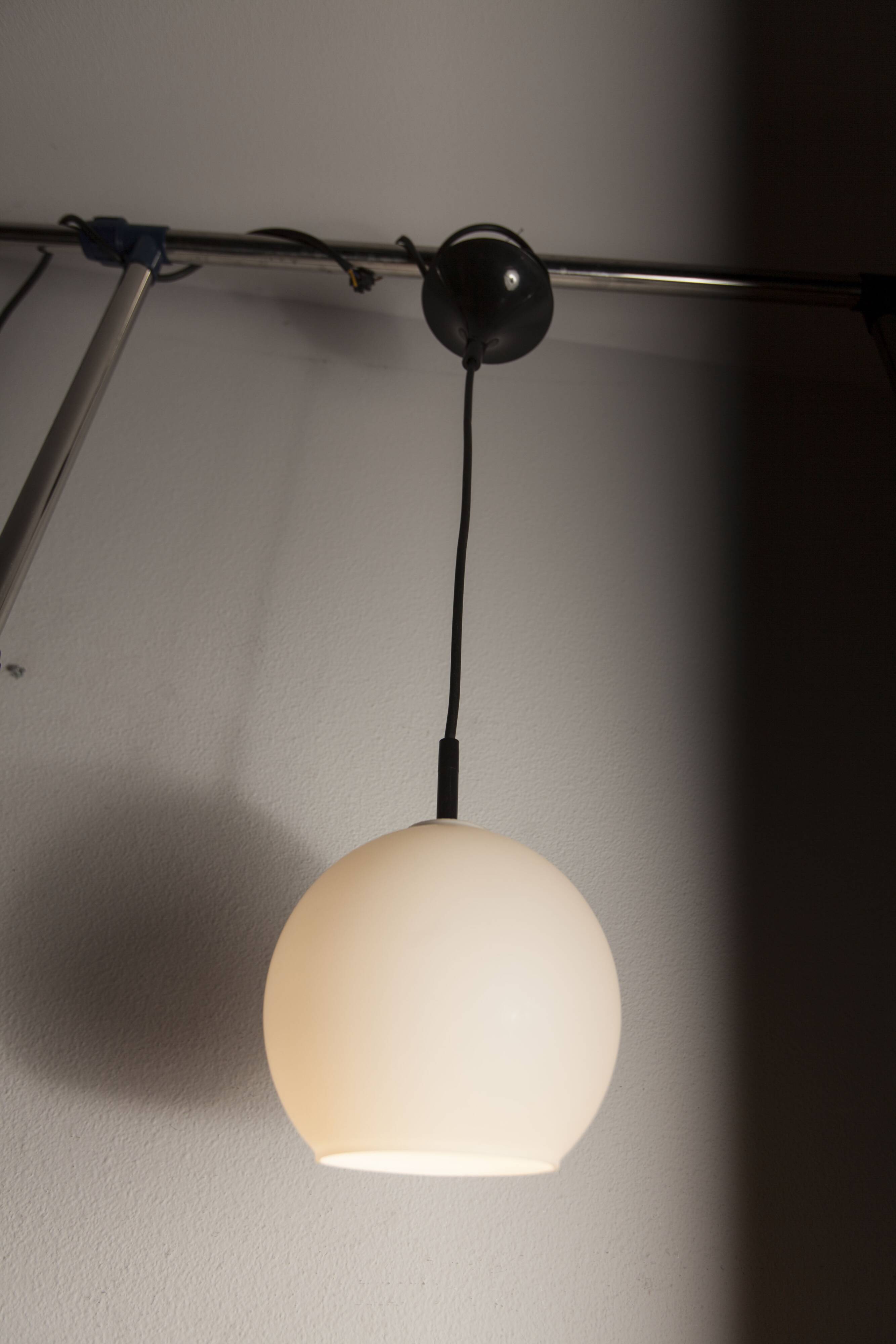 1970 white opaline tulip cone pendant lights (6 available)