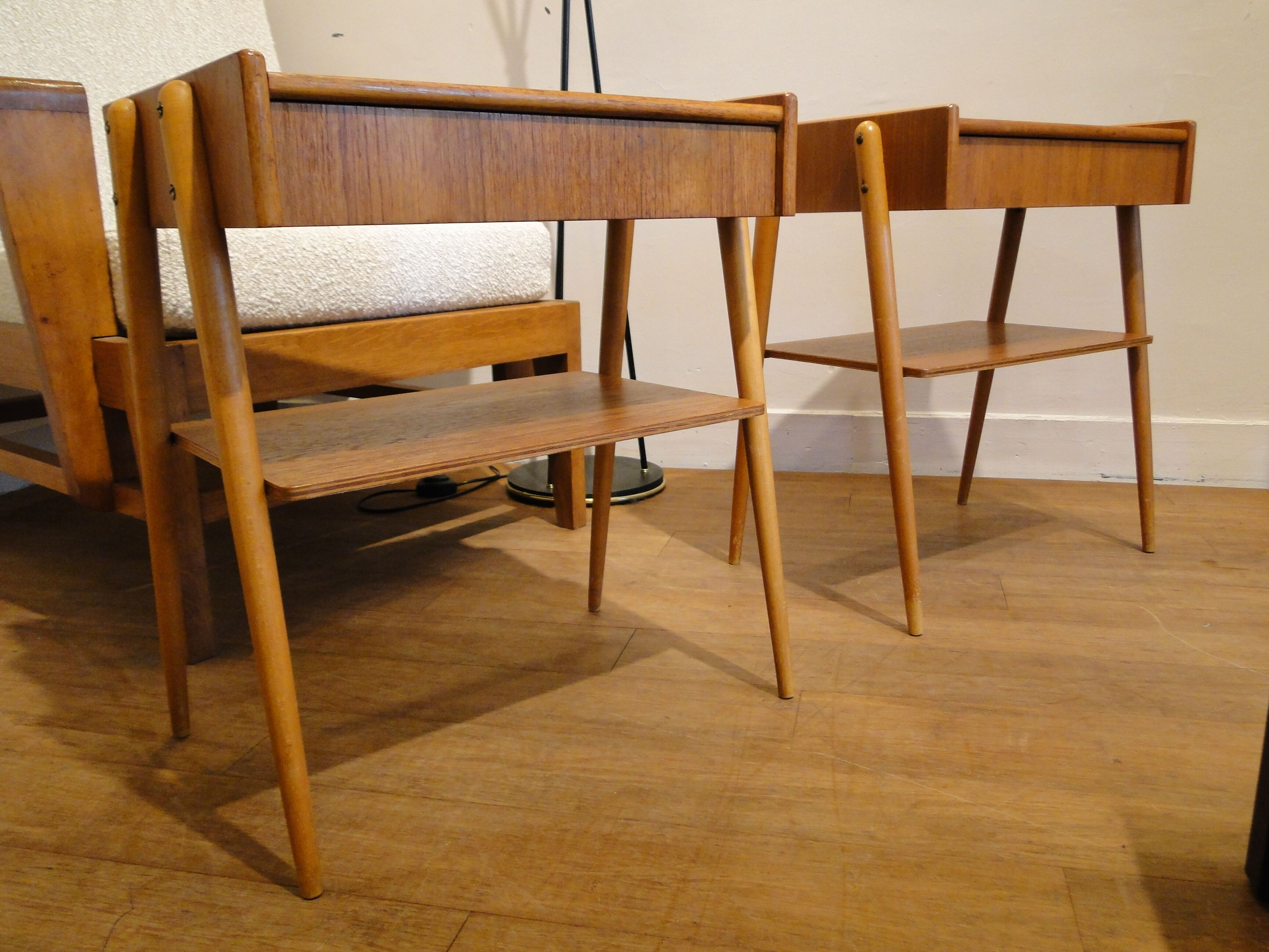 Pair of bedside teaks in AB Carlström & Co Möbelfabrik 1960