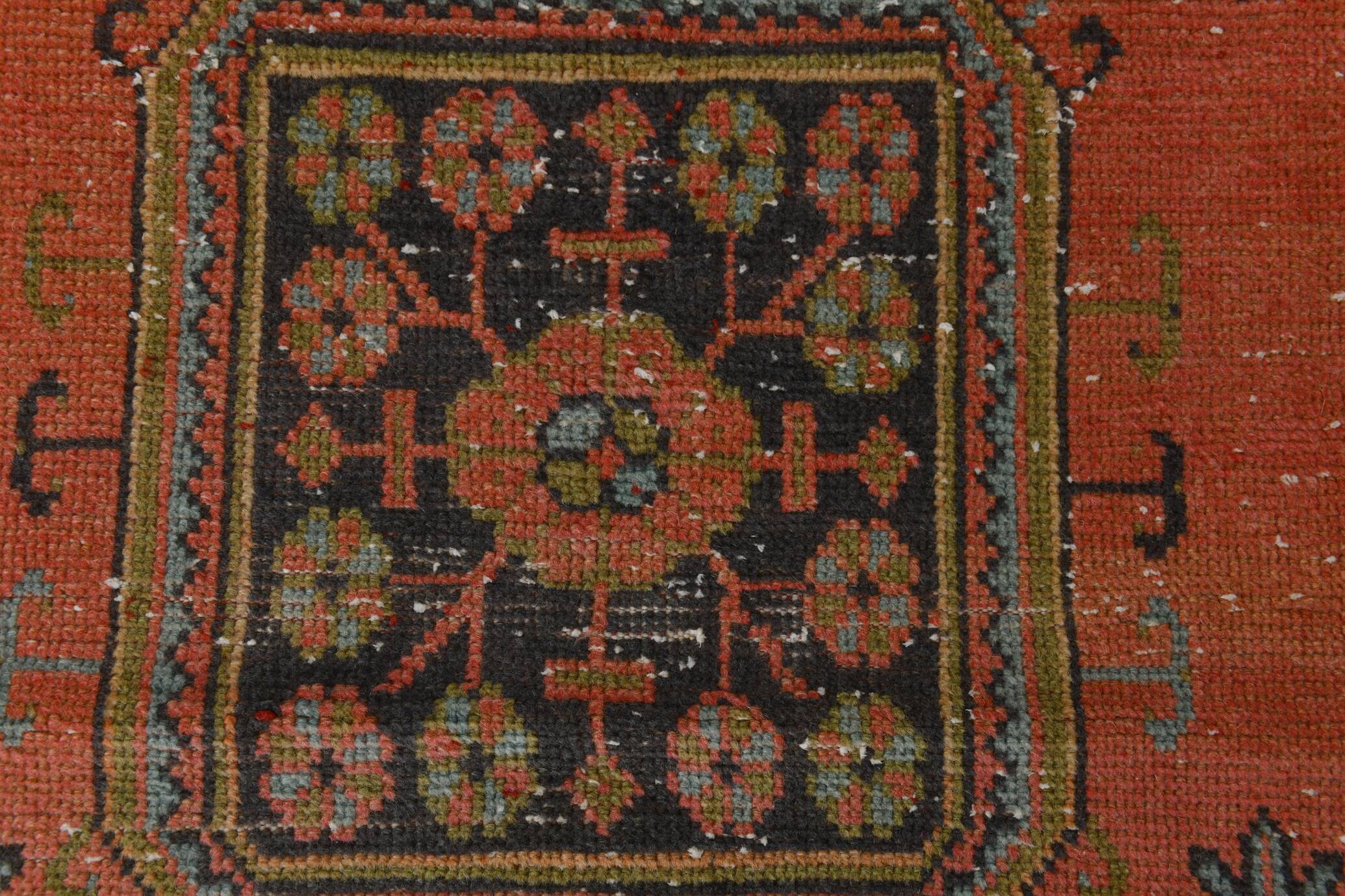 3x11 Vintage Terracotta Oriental Pattern Turkish Runner Rug, 89x342Cm