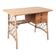 Vintage desk L. Sognot in wood and rattan
