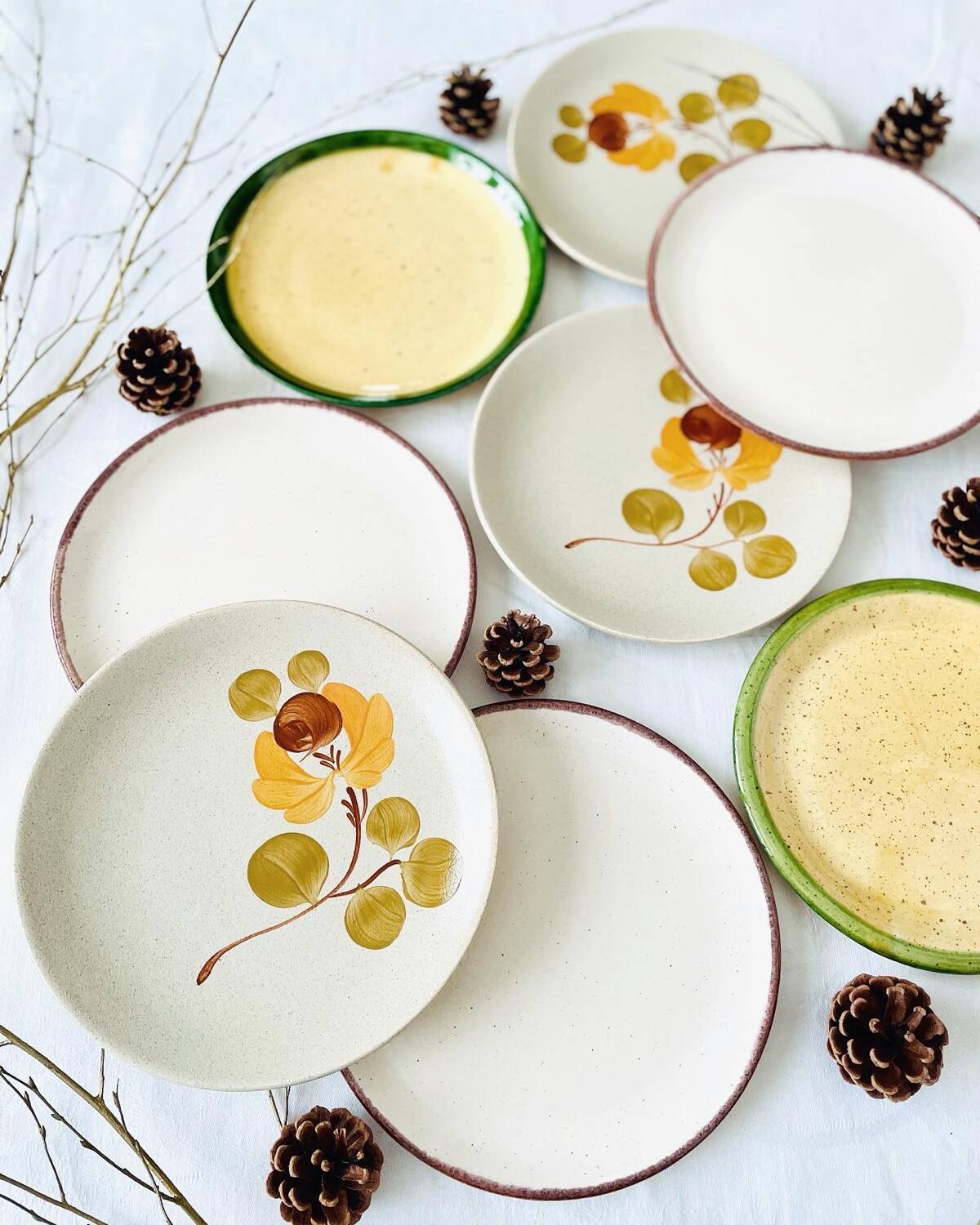 Set of 8 mismatched vintage dessert plates