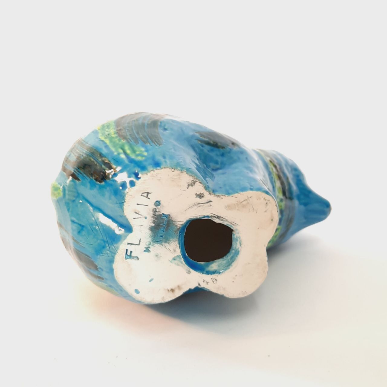 Vintage cat statue, Aldo Londi for Bitossi, Rimini blue series