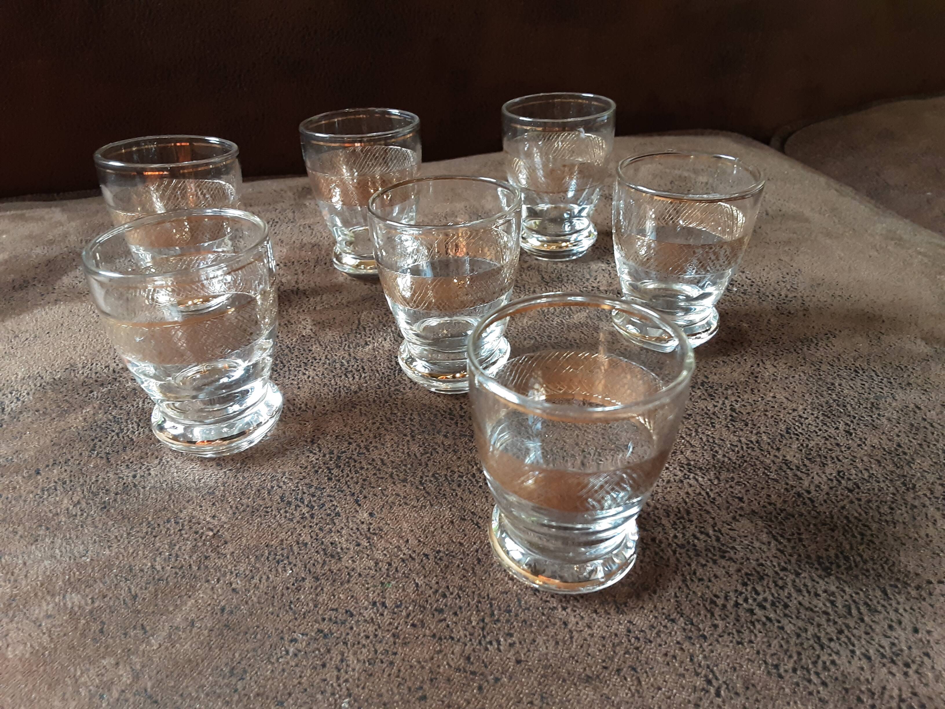 Set of 7 digestive glasses. Crystal
