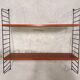Vintage wall shelf in teak and black metal String Tomado style