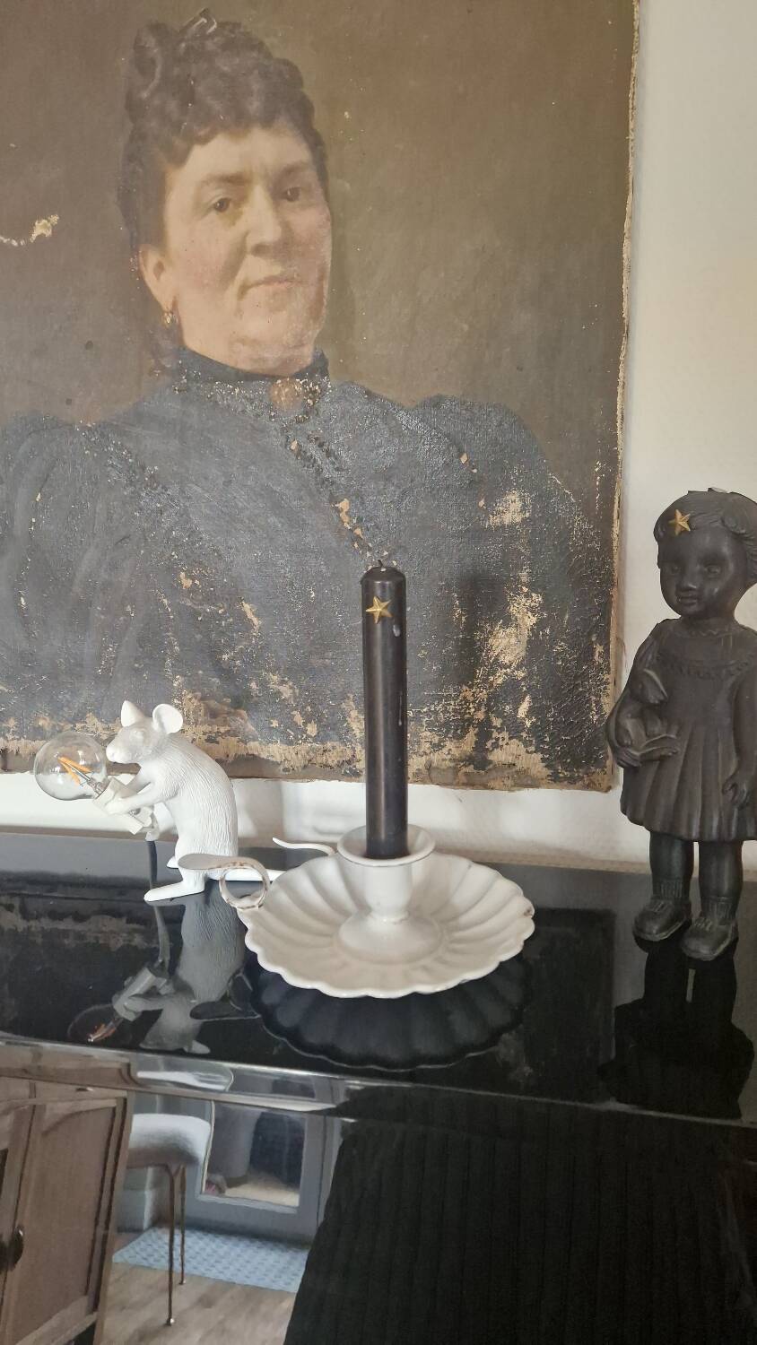 Enameled sheet metal candlestick holder