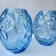 Paire de vases Art Déco en pâte de verre bleue