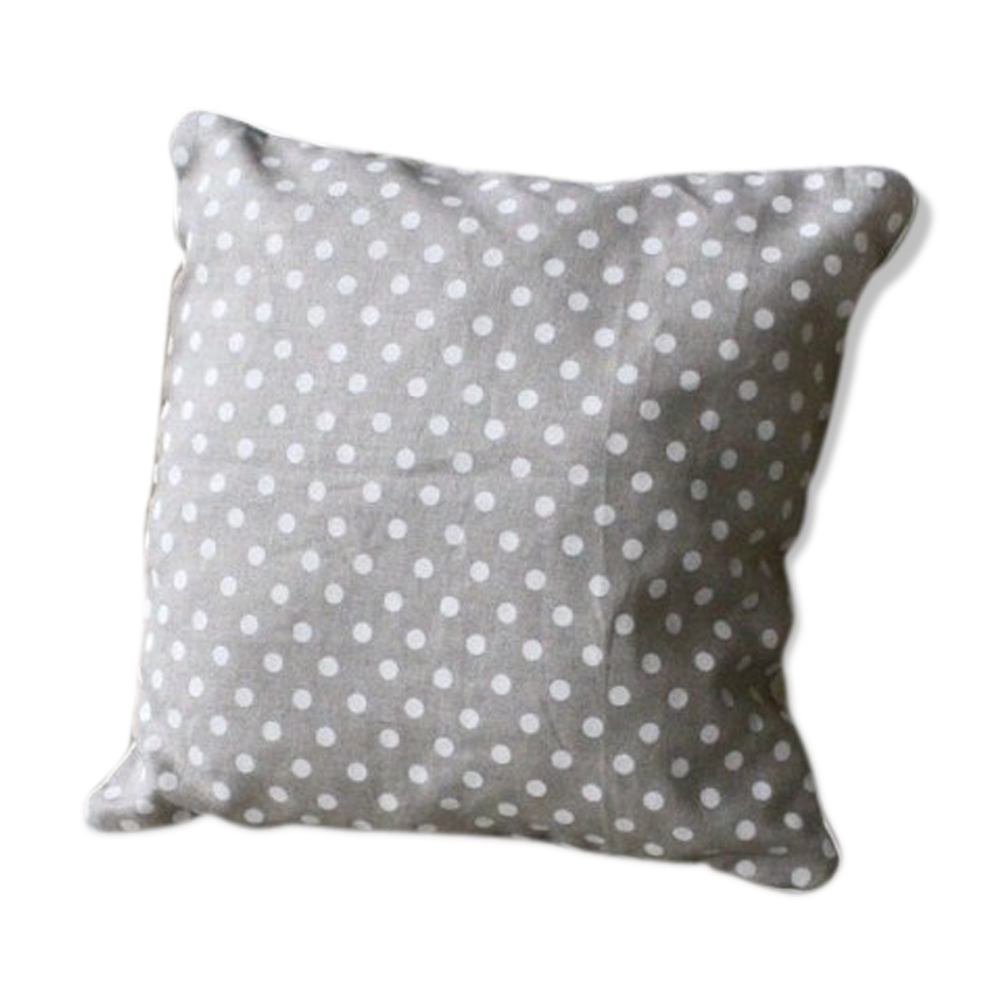 Cushion in linen white polka dots 40 x 40 cm