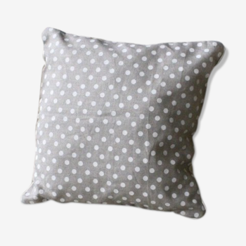 Cushion in linen white polka dots 40 x 40 cm