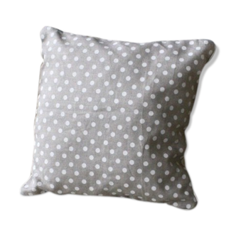 Cushion in linen white polka dots 40 x 40 cm