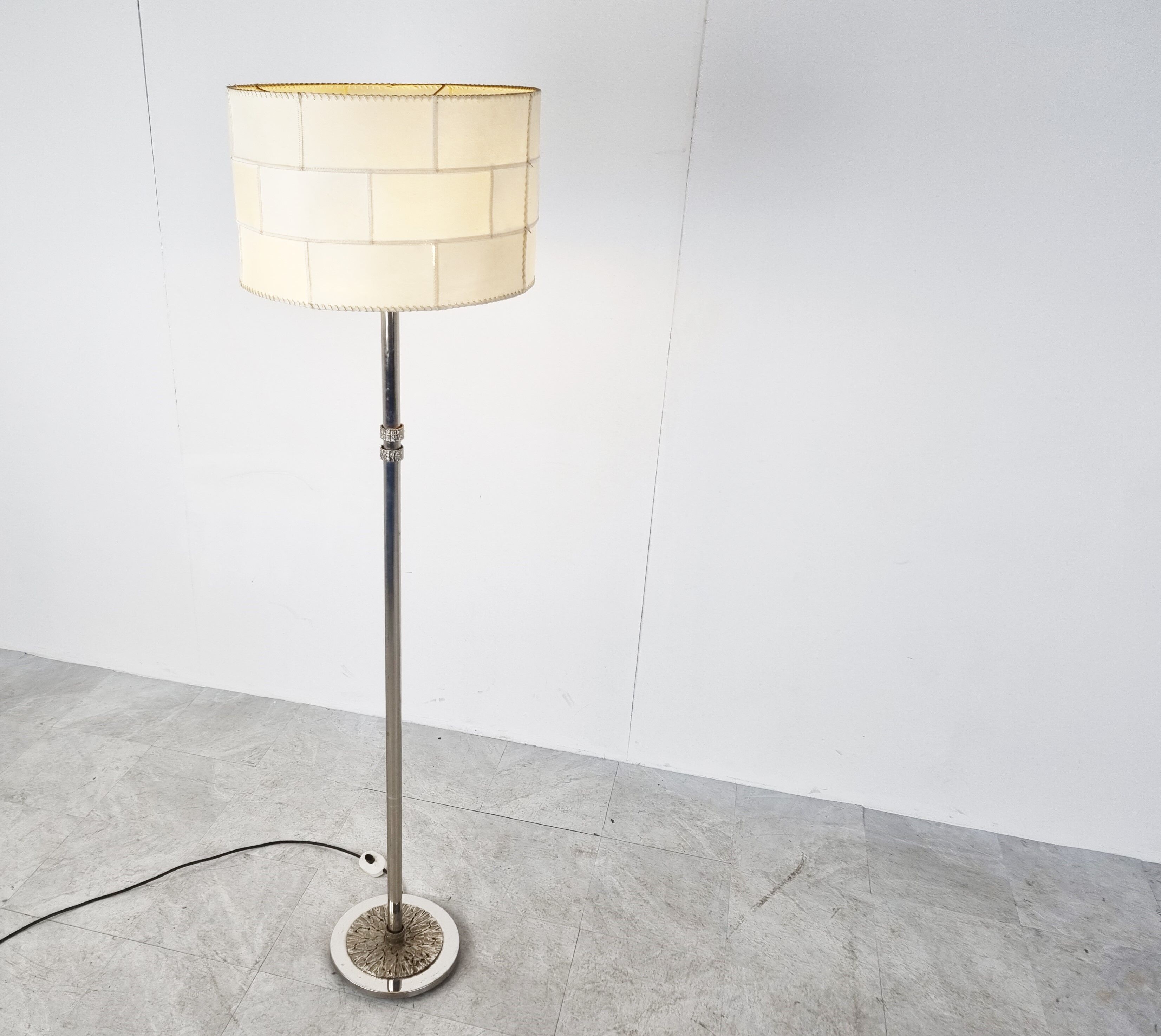 Chrome brutalist floor lamp, 1970s