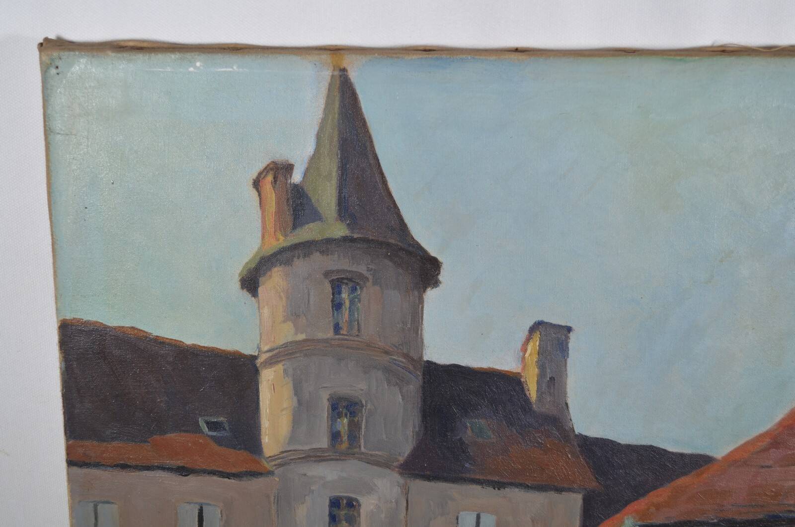 Louis Georges ALATERRE (19th-20th century) "La halle de Martel (Lot)" Oil on canvas signed