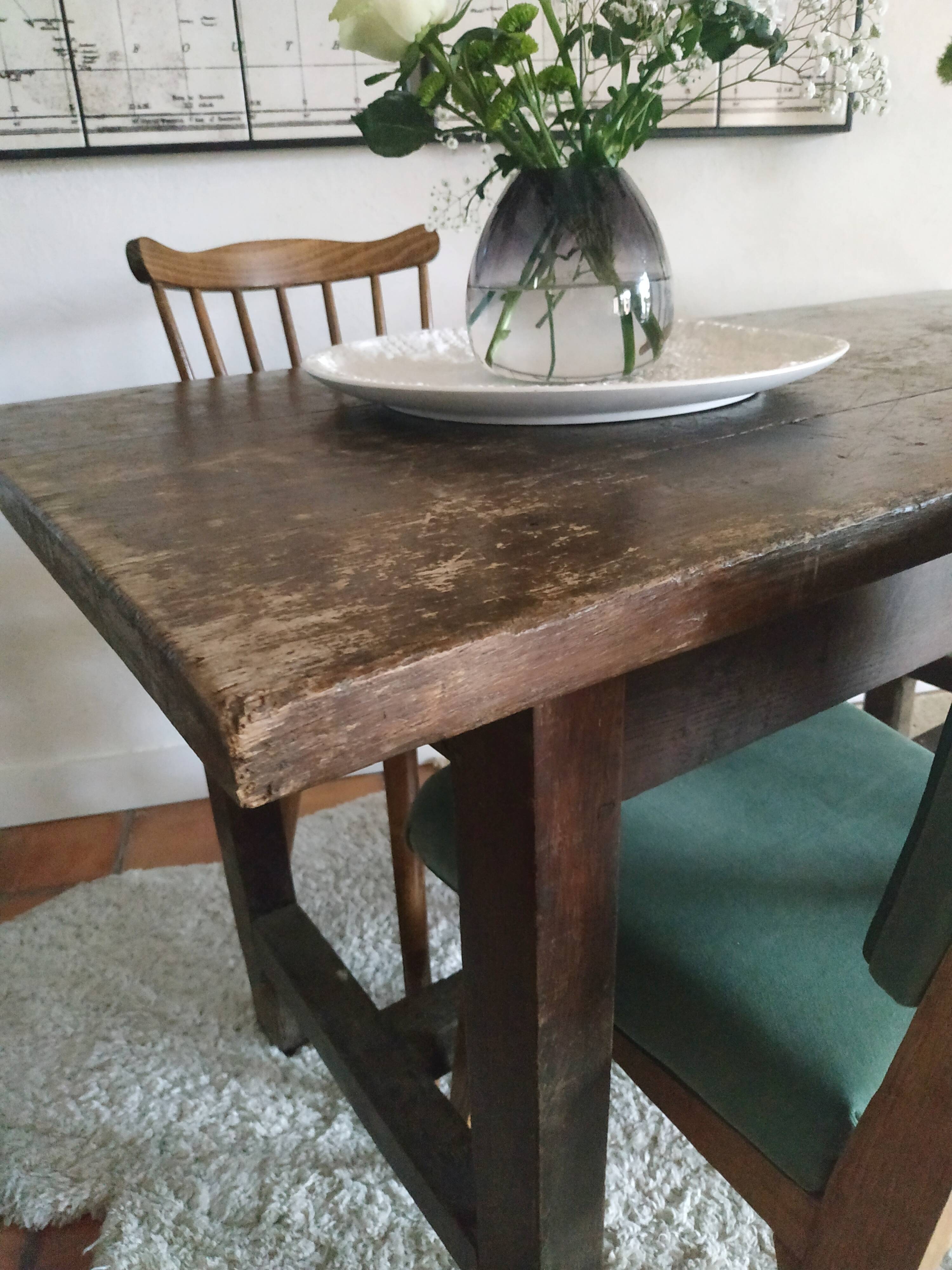 Old solid wood farm table
