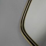 Miroir vintage avec bord en aluminium doré, années 1960