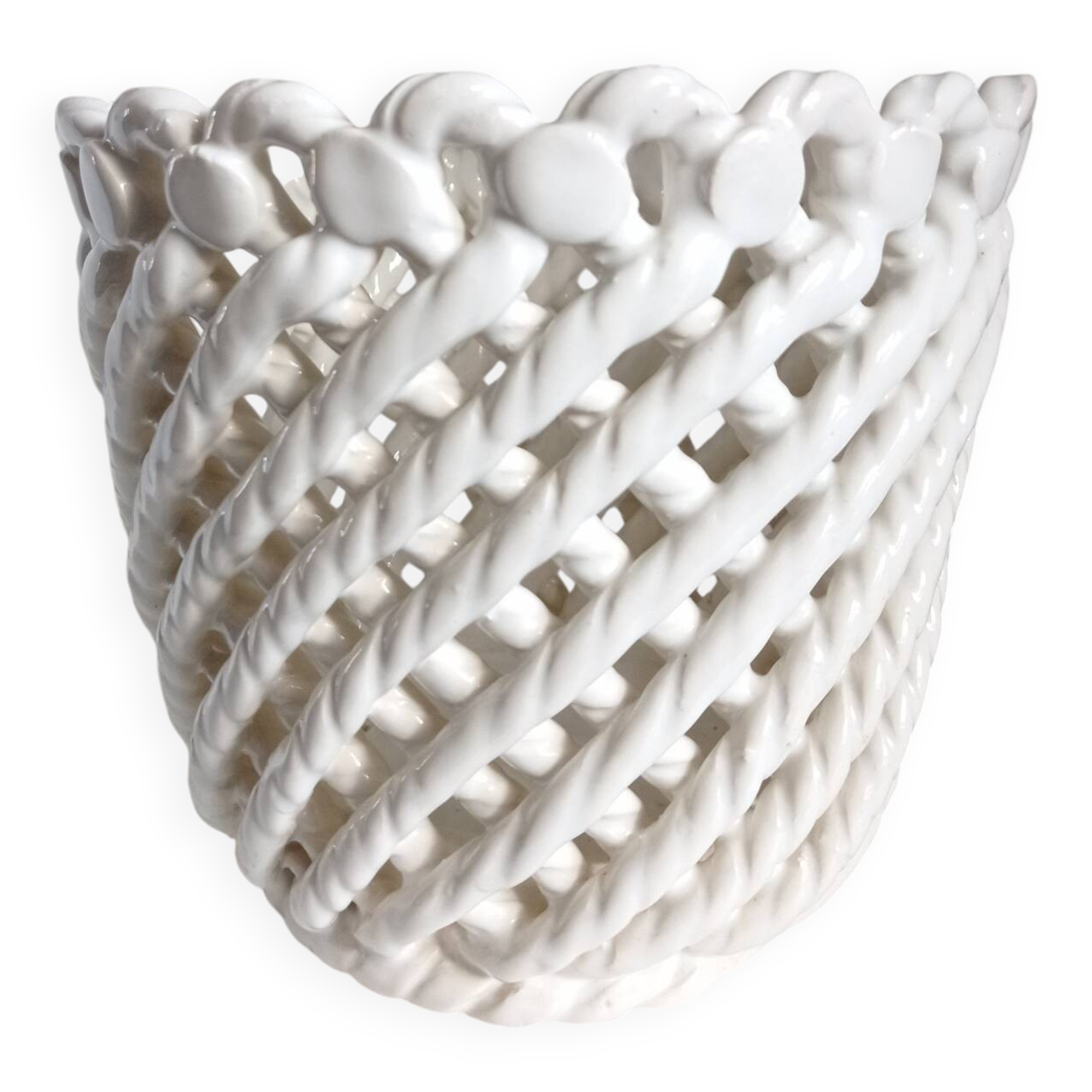 Woven ceramic planter