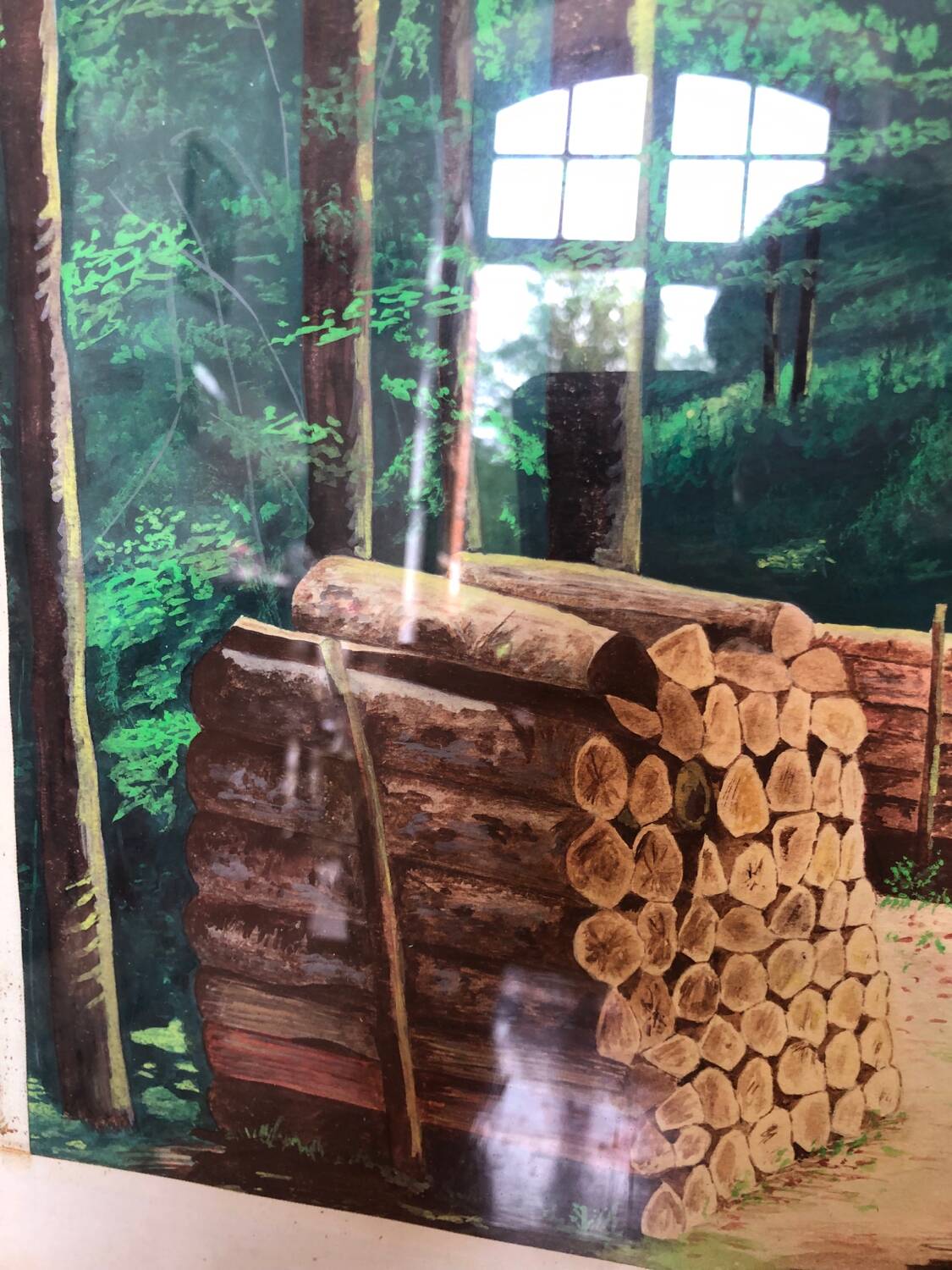 Framed drawing painting Forest