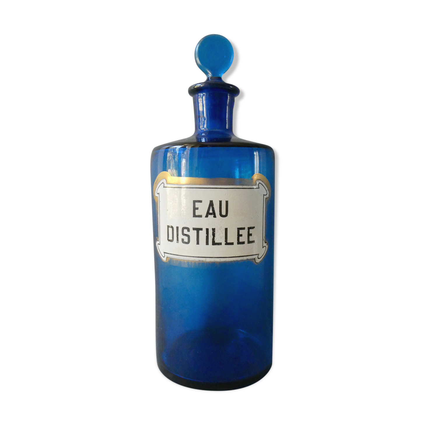 Bottle, pharmacy bottle in blue blown glass