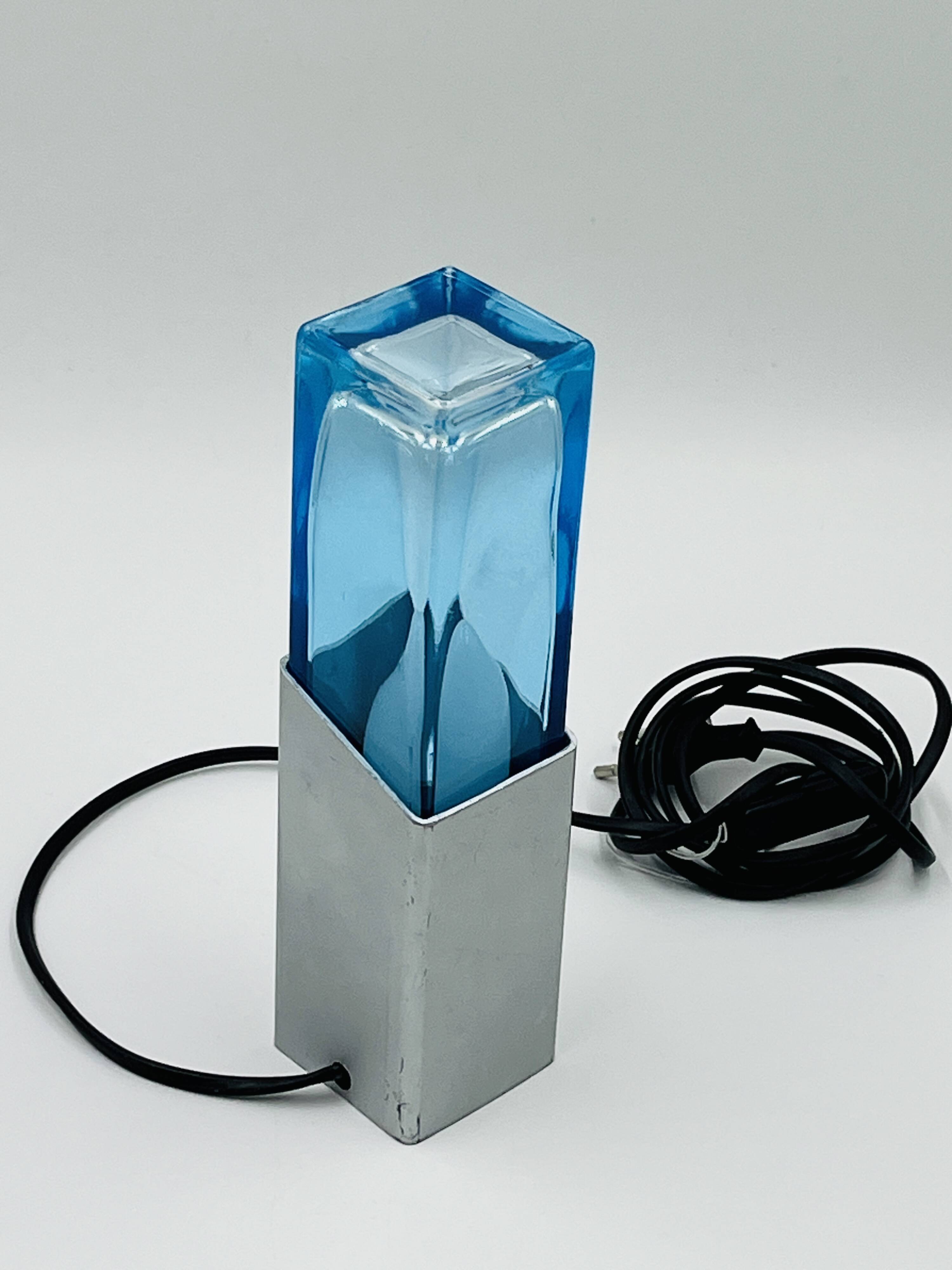 Space Age Glass Block Lamp Murano 1970