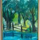 Original Swedish Oil On Canvas – “Forest Gate” By Stig Allan – Vintage & Framed – 57 × 49 Cm