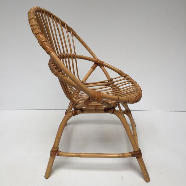 Fauteuil rotin vintage coquille