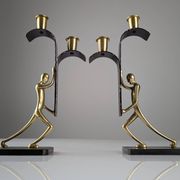 Art Deco Bronze Candelabra Pair by Karl Hagenauer, 1930s