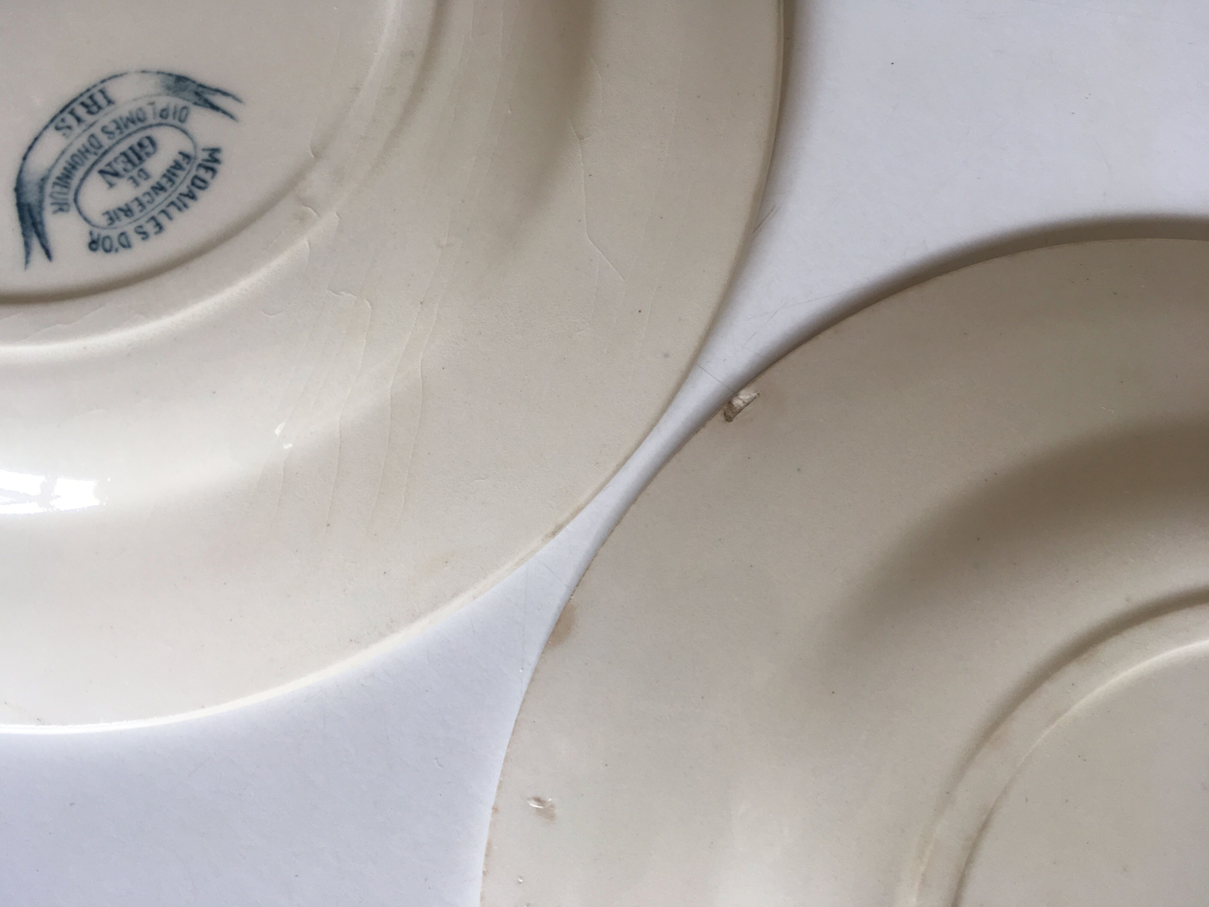 Faience of Gien Iris decoration plates