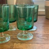 Green glass digestif glasses