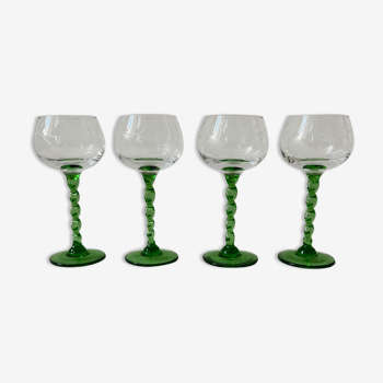 4 verres à vin d’Alsace décor grappe