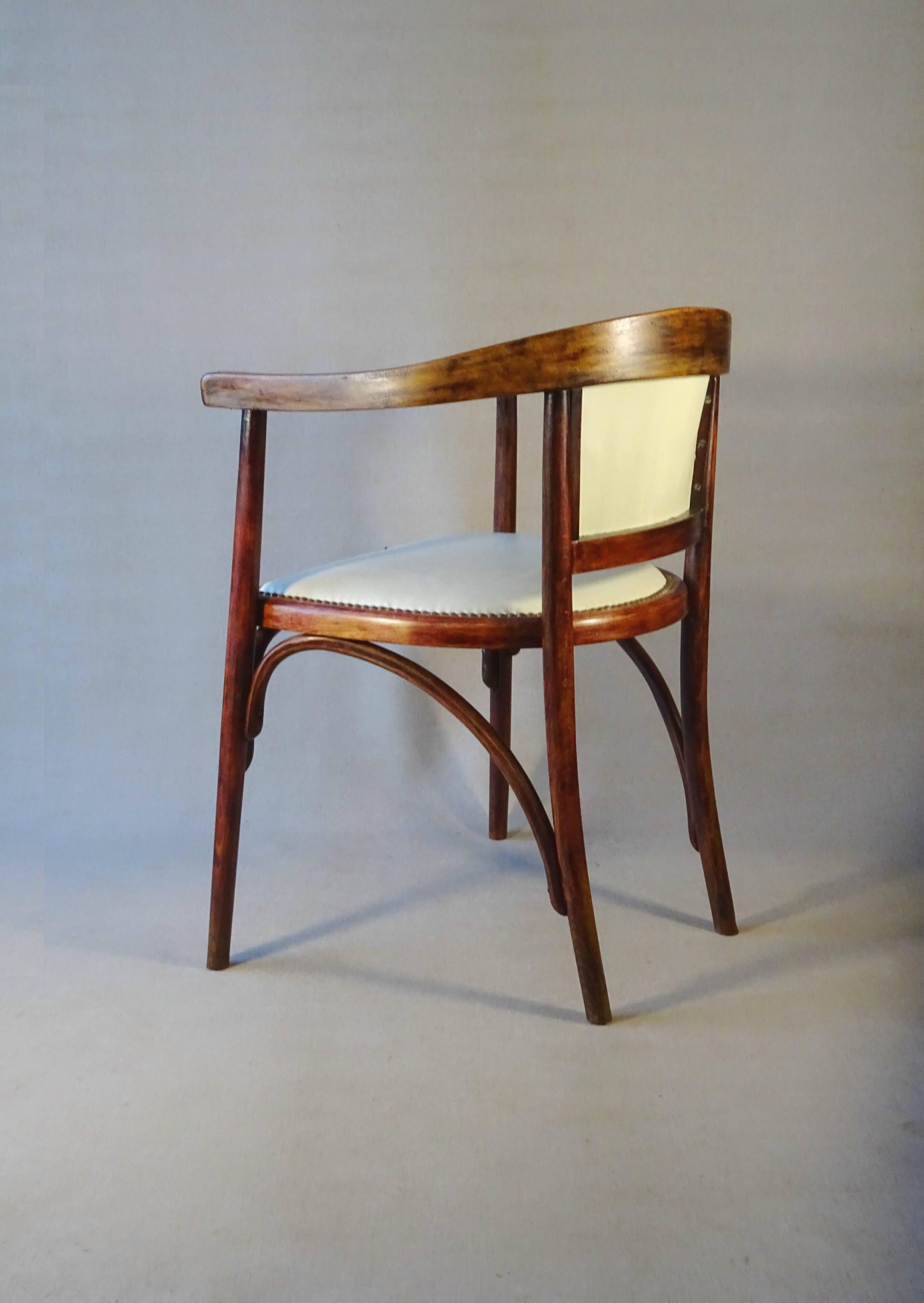Art Deco desk chair by Fischel in bentwood and leather, 1925