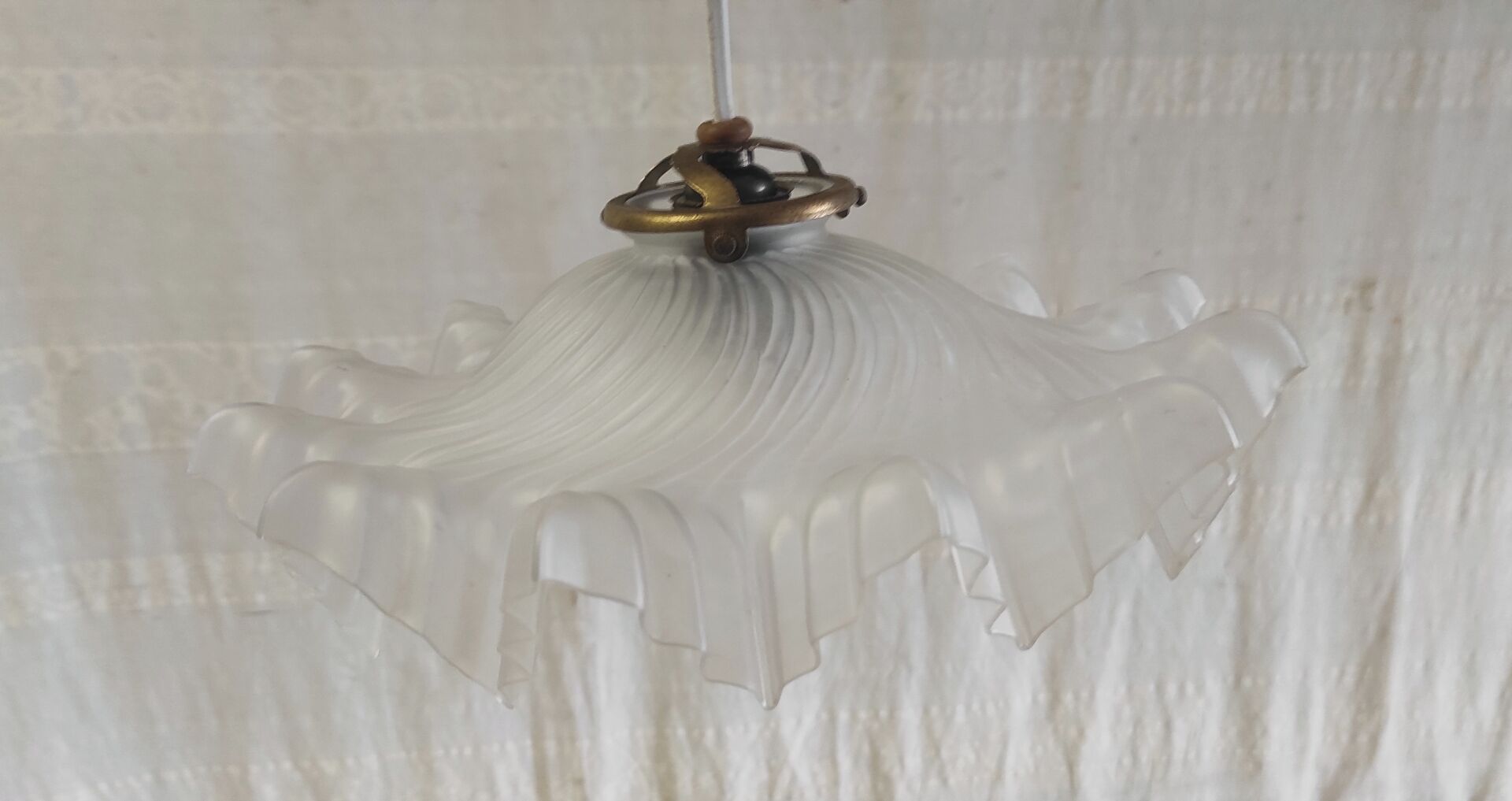 Pleated glass lampshade - mid 20th century