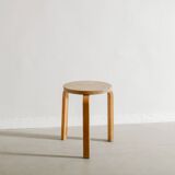 Vintage Original Mid Century Wooden "Stool 60" by Alvar Aalto, 1940s