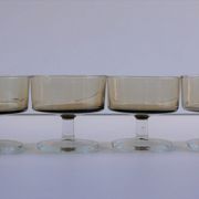 Set of 6 glasses vintage smoked glass model "Sweden" by Luminarc