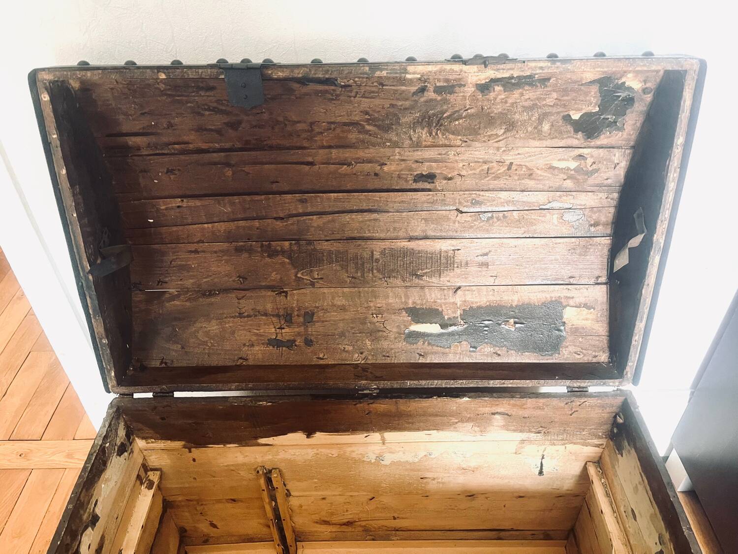 Trunk, old curved wooden chest